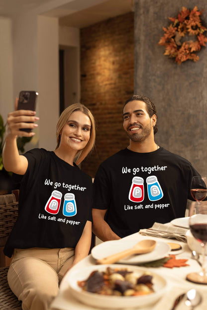 Salt & Pepper Printed Oversized Couple T-Shirt - Super Combed Cotton