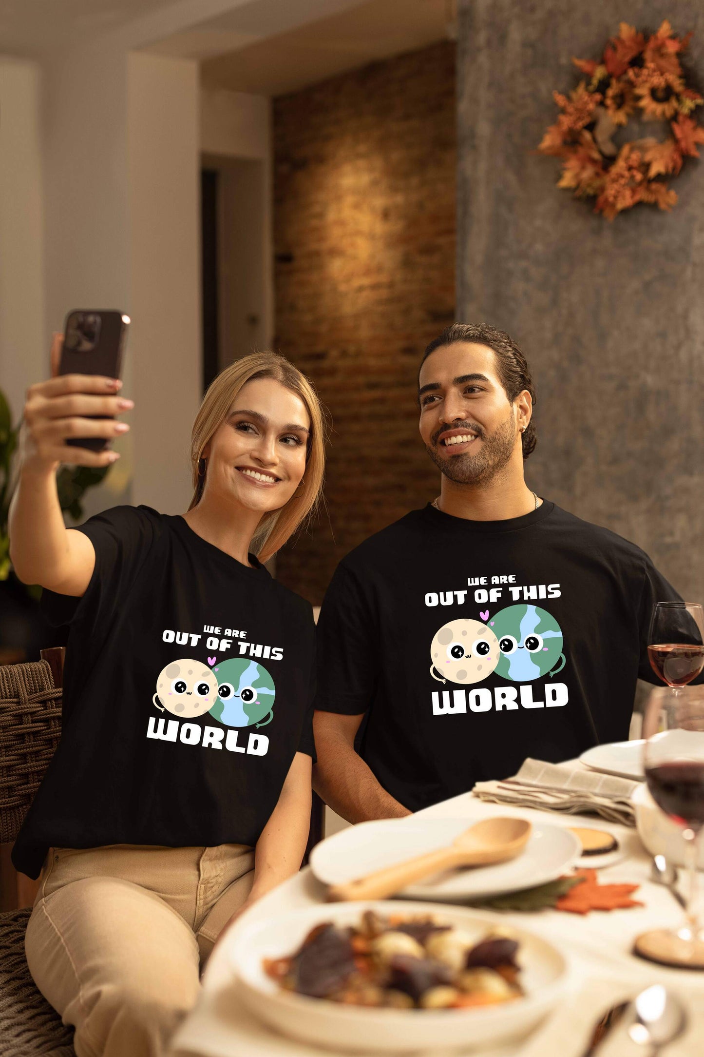 Earth & Moon Couple Rich Oversized T-Shirt | Super Combed Cotton