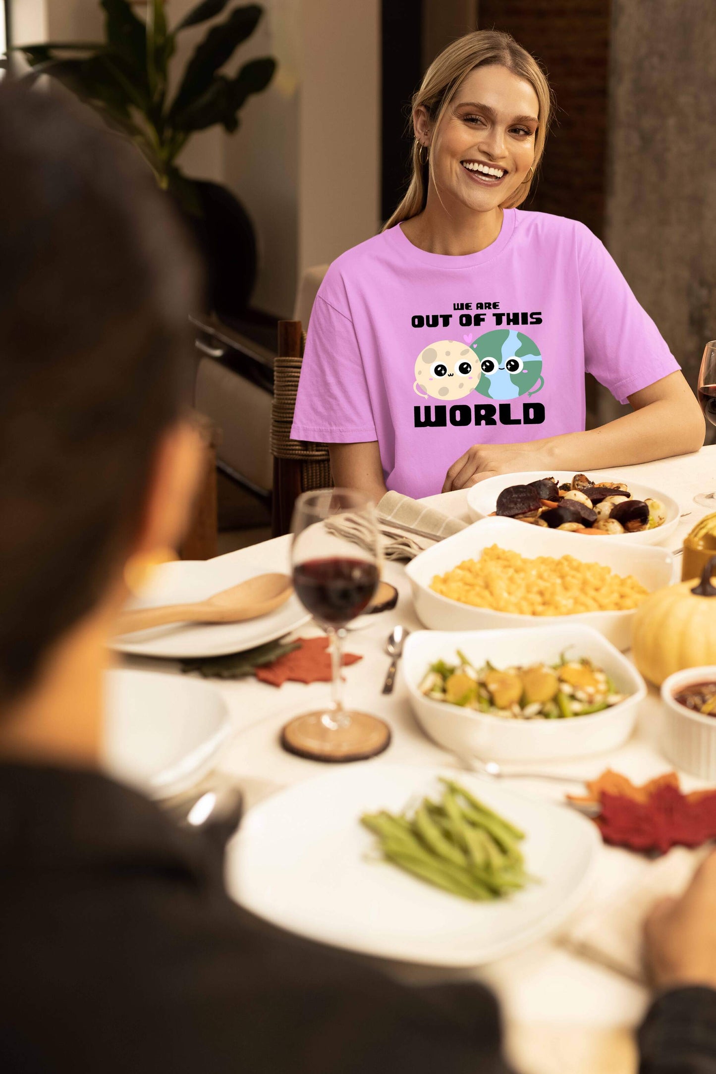 Earth & Moon Couple Rich Oversized T-Shirt | Super Combed Cotton