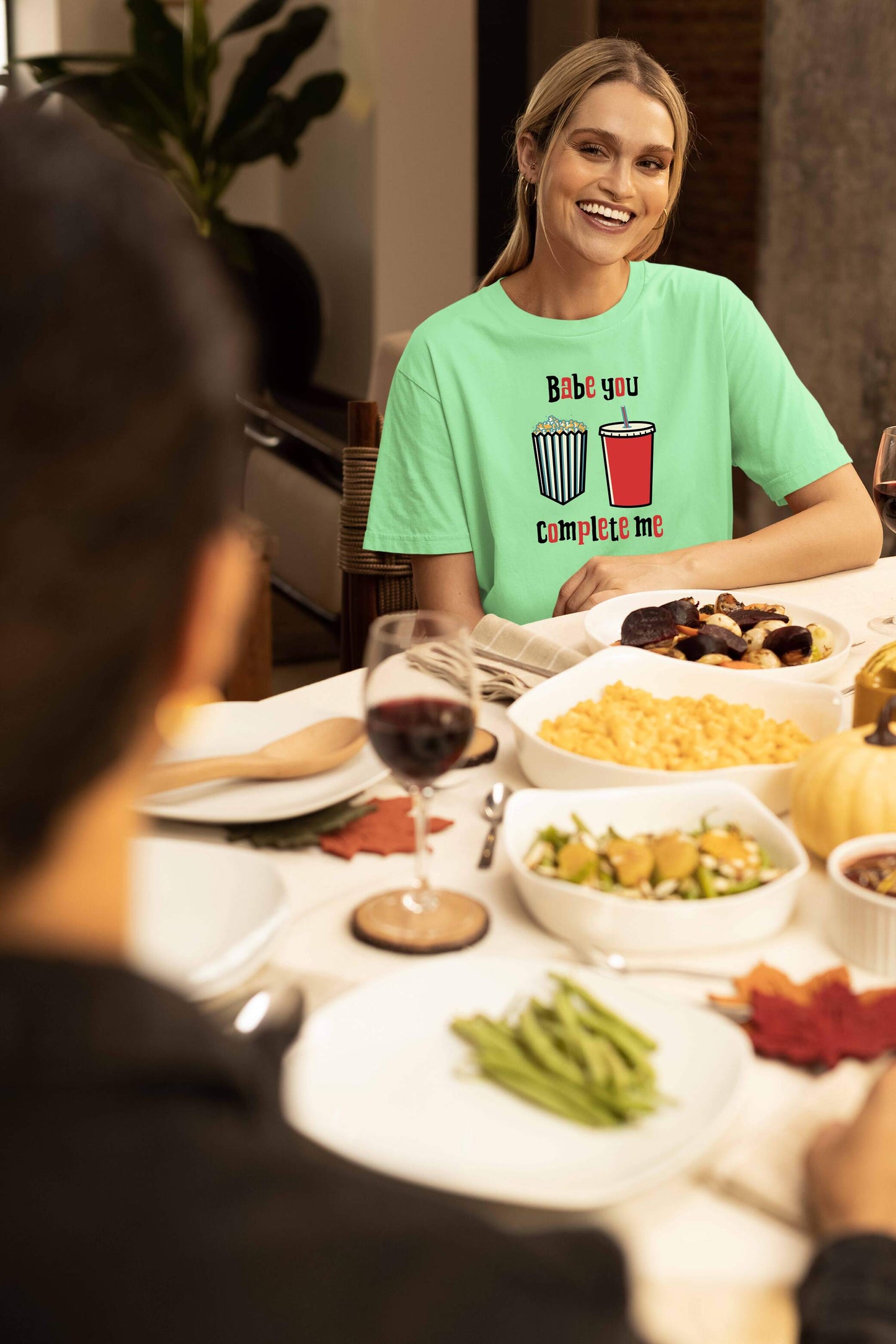 Popcorn & Soft Drink Couple Oversized T-Shirt | Super Combed Cotton