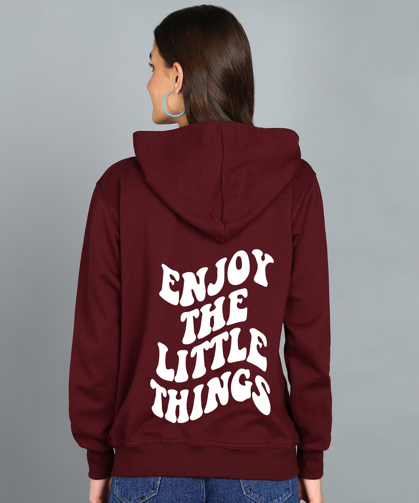 Enjoy the Little Things Zipper Hooded Hoodie for Women