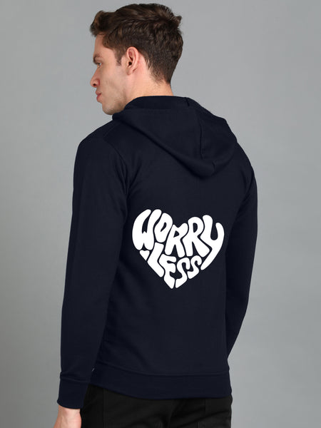Worry Less Men’s Zipper Hooded Hoodie | Comfortable & Stylish Look