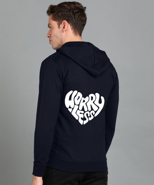 Worry Less Men’s Zipper Hooded Hoodie | Comfortable & Stylish Look