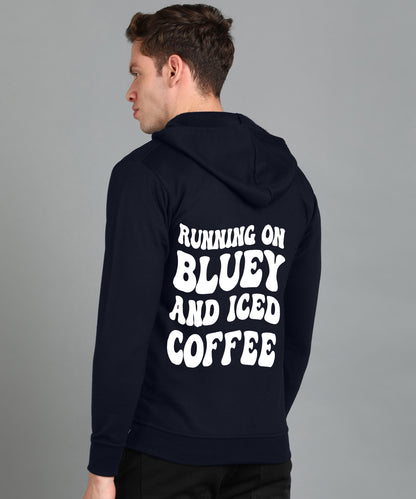 Running on Bluey and Iced Coffee Men’s Zipper Hoodie | Stylish & Cozy